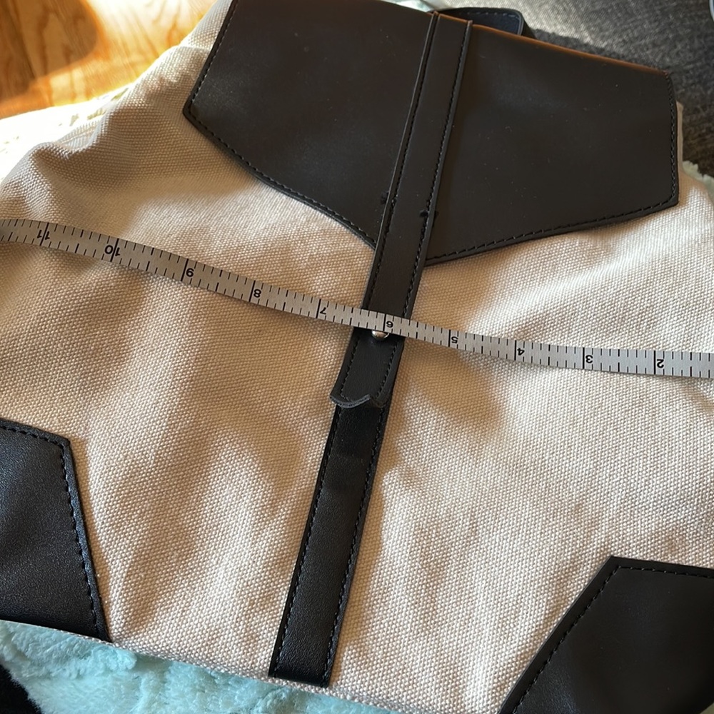 Canvas backpack 🎒 with black faux leather